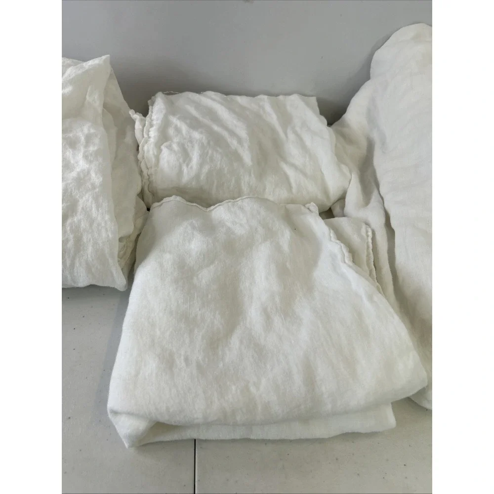 Brooklinen 100% Linen King 4 pc Sheet set White genty Used